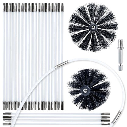 HOKLNUSE Dryer Vent Cleaner Kit Chimney Sweep Cleaning Tools Pellet Stove Cleaner Kit Air Dryer Duct Fireplace Brushes for Easy Lint Cleaning with 4" and 6" Brush Heads (Heavy Duty, 30Feet) - color: Heavy Duty, size: 30Feet