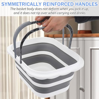 2 Pack Ice Buckets for Parties, Foldable Beverage Tub, Collapsible Ice Bucket for Wine Beer Champagne, Large Beer Ice Buckets Drink Cooler, Space Saving Ice Storage Tub Ice Cube Bin (8.5L*2) - color: Wave