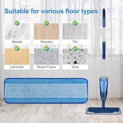 Mop Replacement Pads for Bona, Microfiber Cleaning Pad for Bona, 3 Pack 18 Inch Mop Cleaning Pads for Bona Hardwood & Hard Surface Floors, Reusable & Washable & Microfiber Mop Pads for Bona Mop