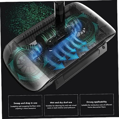 Hand Push Floor Sweepers, 3 in 1 Manual Vacuum Cleaner Mop, Floor Crumb Sweeper, Home Cleaning Sweeping Mop for Wooden Ttile Floor Rugs (Pink)