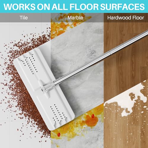 JOYMOOP 8L (2.1 Gal) Large Capacity Mop System with Extension Handle, Perfect for Household and Commercial Floor, Window, and Wall Cleaning - Includes 3 Washable Microfiber Pads for Wet and Dry Use - color: White Ultra2031