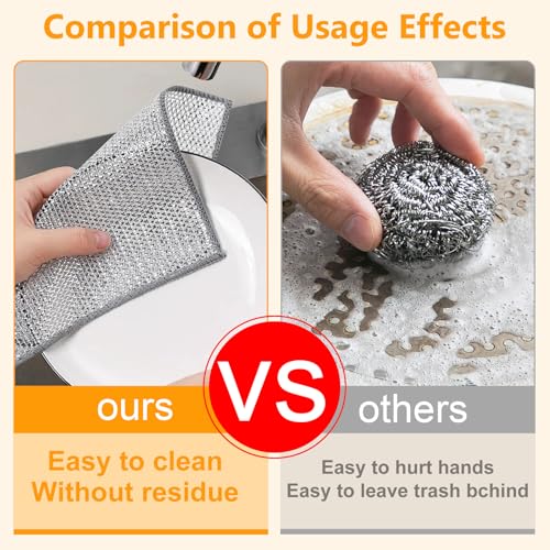 15PCS Multipurpose Wire Dishwashing Rag,Non Scratch Wire Dishcloth, Reusable Steel Wool Scrubber,Non-Scratch&Quick-Drying&Odor-Resistant Multi-Purpose for Kitchen,Bathroom Cleaning (15)