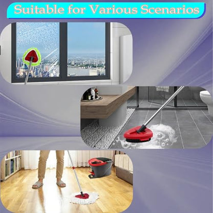 Replacement Head Spin Mop Refills Compatible with O Cedar EasyWring 1-Tank (1 Mop Handle & 3 Mop Head & 1 Scrubber & 1 Base) - size: 1 Mop Handle & 3 Mop Head & 1 Scrubber & 1 Base