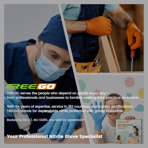 TREEGO 10 Mil Black Nitrile Gloves Heavy Duty — Diamond Texture Grip, Latex Free Disposable Mechanic Gloves, X-Large, 50 Count - color: Black 50, size: X-Large