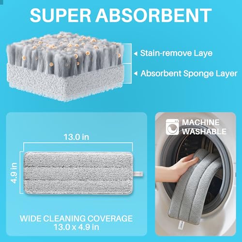 JOYMOOP 8L (2.1 Gal) Large Capacity Mop System with Extension Handle, Perfect for Household and Commercial Floor, Window, and Wall Cleaning - Includes 3 Washable Microfiber Pads for Wet and Dry Use - color: White Ultra2031