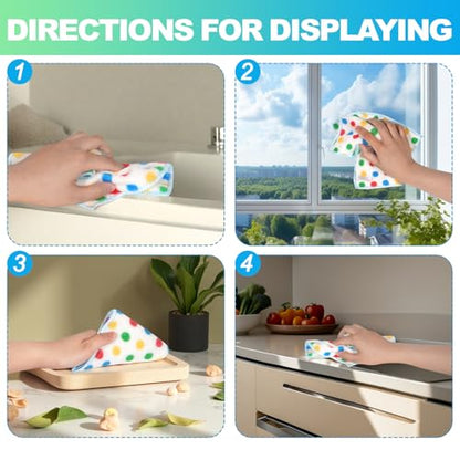 Microfiber Cleaning Cloth,12 Pack Cleaning Rags, Cleaning Towels with Polka dots, Absorbent, Streak Free, Non-Abrasive, Reusable and Washable, 10"X10" - color: Polka Dots 10 Pack