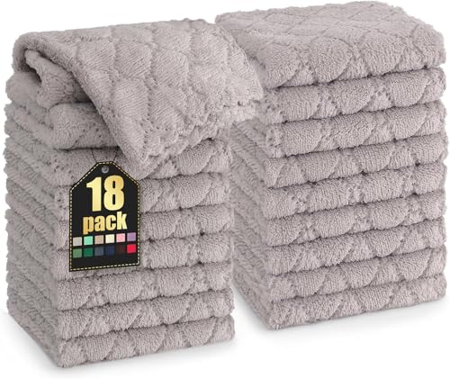 Homaxy 18 Pack Kitchen Dish Cloths (10 x 10 Inches, Grey), Super Soft and Absorbent Coral Velvet Dish Towels, Nonstick Oil Fast Drying Microfiber Cleaning Cloth, No Lint Household Dishcloths - color: Grey, size: 10x10 Inch-18 Pack