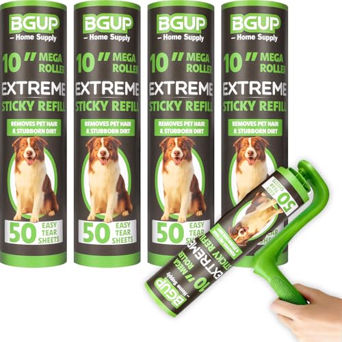 10 Inch Lint Roller Refills, 4 Rolls 200 Sheets Large Lint Rollers for Pet Hair Extra Sticky, Easily Remove Carpets, Clothes, Couch and Curtains Dust (Not Include Lint Roller Handle) - color: 4 Rolls 200 Sheets