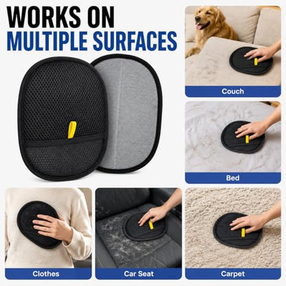 Pet Hair Remover Mitt for Couch, Reusable Dog & Cat Hair Remover Glove for Furniture, Clothes, Carpet, Bedding and Car Seats, Washable Lint Cleaner for Pet Fur