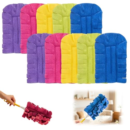 Reusable Duster Refills for Swiffer, 2026 New Washable Heavy Duty Duster Pads, 360° Cleaning Pads for Fan, Window, Blinds, Furniture, Floor (10 pcs) - color: 10 Pcs