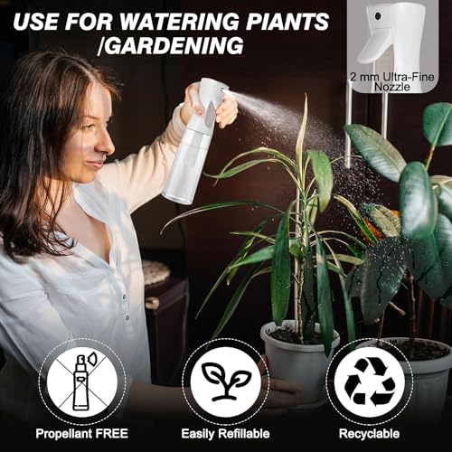 Continuous Empty Mist Spray Bottle 11 oz Clear, 2 Count | Ultra Fine Mist, Hair Styling & Plants & Cleaning, BPA Free, Empty Hair Sprayer Water Bottle