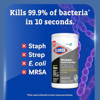CloroxPro Clorox Screen+ Sanitizing Wipes, Bleach Free Cleaning Wipes, Citrus Blend Scent, 75 Count - size: 75 Count (Pack of 1)