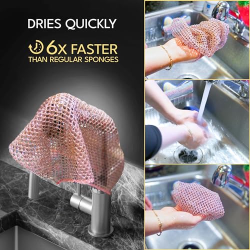 The Crown Choice Heavy Duty Non-Scratch Dish Scrubbers for Cleaning Dishes & Pots (6Pcs) - Replace Kitchen Sponges for Dishwashing with Our Scouring Pads - Try Our Alternative Dish Washing Scrub - color: 3pk Scourer (6pcs)
