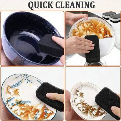 Taeku Natural Kitchen Sponge, 6 Pack Heavy Duty Scrub Cellulose Sponge Premium Multifunction Eco Friendly Cleaning Sponges for Dishes (Dark) - color: Dark