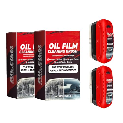 2pack Automotive Oil Film Cleaning Brush New Glass Coating for Windshield Glass Oil Film Remover, Strong Front Windshield Remover for Windshield Improves Clarity and Visibility