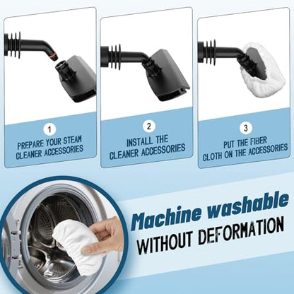 Universal Microfiber Cloths for Steam Cleaner Attachments, Reusable Washable Handheld Steam Cleaner Pads, Steamer for Cleaning Accessories Compatible with Bissell, Phueut, Wagner, Comforday, McCulloc