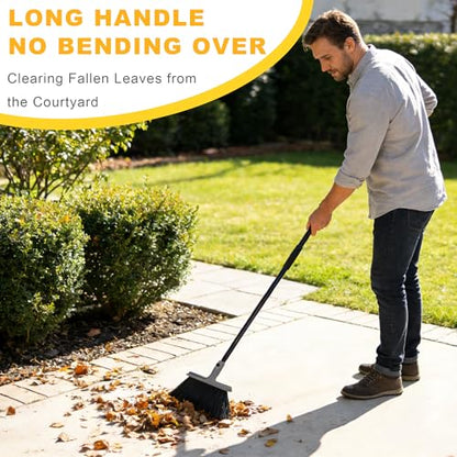 Large Angle Brooms Indoor Outdoor Broom with Long Handle Stiff Bristle Sweeper for Kitchen Garage Deck Courtyard Lobby Patio Lawn Leaves (Gray) - color: Gray