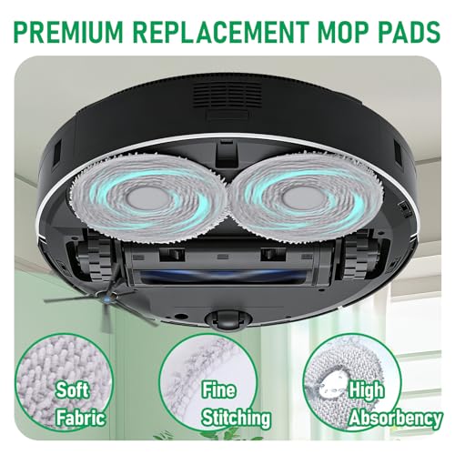 12-Pack Washable Mop Pads Replacement Compatible with ECOVACS DEEBOT X5 Pro/X2/X1/T50/T30S/T20/N30 Omni Series, Microfiber Spinning Mopping Cloths for Hard Floor