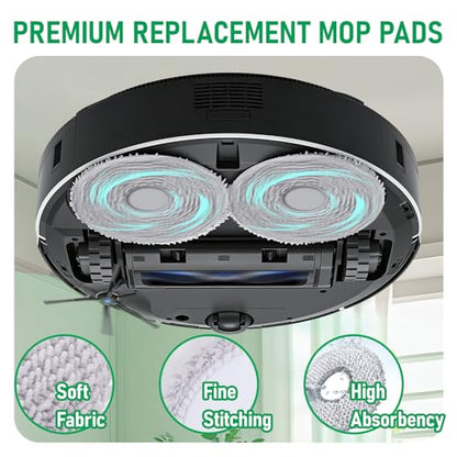 12-Pack Washable Mop Pads Replacement Compatible with ECOVACS DEEBOT X5 Pro/X2/X1/T50/T30S/T20/N30 Omni Series, Microfiber Spinning Mopping Cloths for Hard Floor