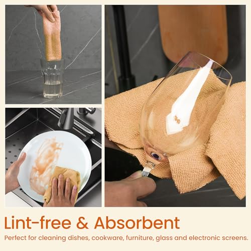 Greenfound Microfiber Cleaning Cloth Roll -80 Pack, 11.5x11.5, Tear Away Towels, Reusable and Washable Rags, Orange - color: Orange