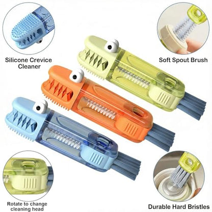 3 in 1 Cup Lid Cleaning Brush, 360° Rotating Bottle Brush for Water Bottles, Multifunctional Crevice Cleaner for Tumblers Kitchen (Crocodile) - color: Crocodile