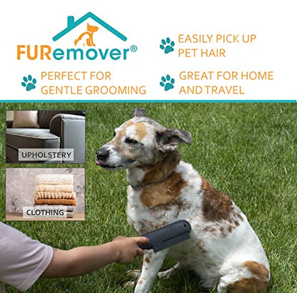 FURemover Plus Pet Hair Rubber Brush with Squeegee, Easily Remove Fur and Lint from Clothing, Carpets and Furniture, Gently Groom Dogs and Cats Wet or Dry, Black, 2 Pack - size: 2 Pack, style: Mini FURemover Plus