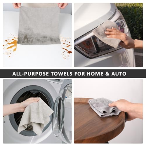 YoulerTex Reusable Cleaning Cloths Microfiber Towel: 50 Pack Washable Tear Away Cleaning Towels Roll - 12× 12 Absorbent Rags Drying Dishcloths for Kitchen House Car (20, Gray Cup Pattern) - color: Gray Cup Pattern