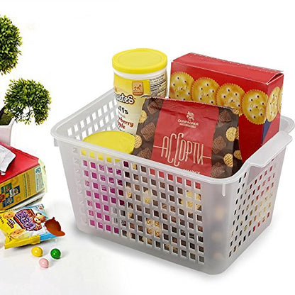 Clear Plastic Storage Bins/Basket Organizer, 6-Pack | Pantry Organizers and Storage, Multi-Use Organizer Binsfor Home Bathroom Kitchen