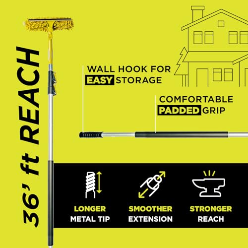 DOCA Telescoping Pole 7-30 Ft - Extension Pole for Cleaning, Feather Duster, Window Washing Kit, Paint Roller, Window Squeegee - High Reach Extendable Kit for Indoor & Outdoor - Squeegee Dual Plane - size: 30 Ft, style: Squeegee Dual Plane