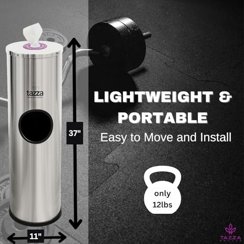 Tazza Budget Gym Equipment Wipe Dispenser – Ultra-Discount Model with Lift-Off Access, Compact Wipes Holder & Built-in Trash Can