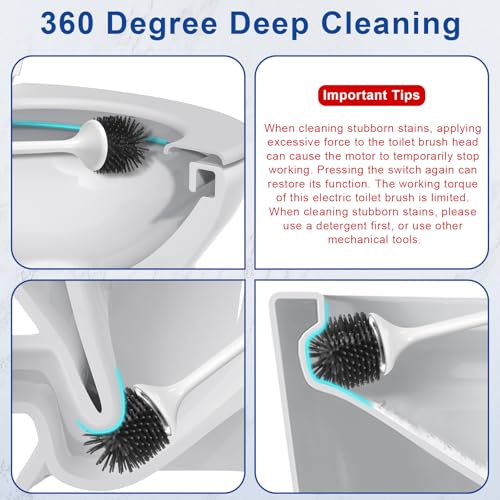 Electric Toilet Bowl Brush,Silicone Toilet Brush,Toilet Bowl Brush and Holder Set with Ventilated Holder,Toilet Brush, Floor Standing, Wall Mounted Without Drilling，Rechargeable 2packs - size: 2packs