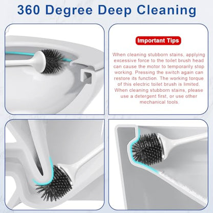 Electric Toilet Bowl Brush,Silicone Toilet Brush,Toilet Bowl Brush and Holder Set with Ventilated Holder,Toilet Brush, Floor Standing, Wall Mounted Without Drilling，Rechargeable 2packs - size: 2packs