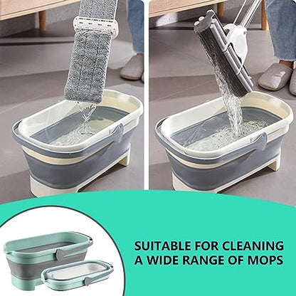 Generic 17L/4.2 Gallon Plastic Bucket, 2024 New Foldable Mop Bucket Laundry Basket with Handle, Portable Water Pail Space-Saving Bucket for House Cleaning, Camping, Fishing, Gray