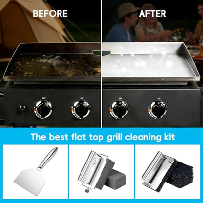 XUDAKAIXIN Premium Griddle Cleaning Kit for Blackstone, Flat Top Grill Cleaning Kit with Grill Brick, Scouring Pads & Scraper – Easy to Remove Grease and Residue