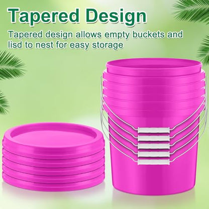 Tioncy 10 Pcs 2 Gallon Plastic Bucket with Lid Heavy Duty 2 Gallon Bucket Pail with Lid Handle for Storage Container Home Household Cleaning (Pink) - color: Pink