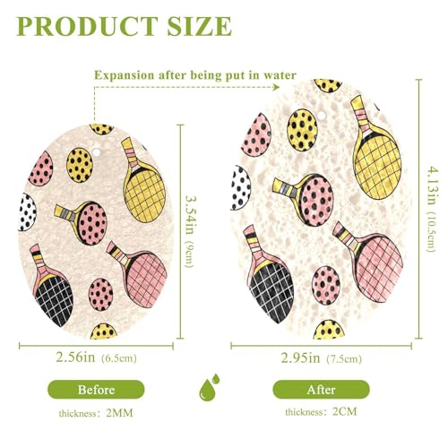 Ping Pong Rackets Balls Pattern Dish Scrub Sponges Kitchen Non Scratch Reusable Compressed Cellulose Sponge Hanging for Household Cleaning Washing Dishes Pots and Pans 3 Pack - color: Pattern6