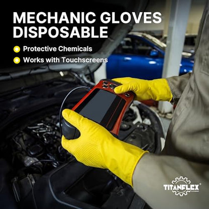 TitanFlex Heavy Duty Industrial Nitrile Gloves with Raised Diamond Texture, 6-mil, Latex Free (Dark Green/Yellow) - color: 05 Yellow (100ct), size: Medium