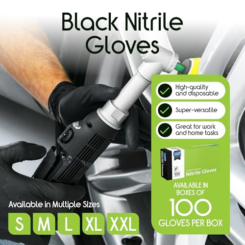 Inspire Black Nitrile Disposable Gloves | 4.5 Nitrile Disposable Safety Medical Cooking Cleaning Gloves - size: Small, style: Black - Box of 100