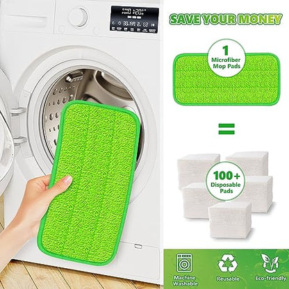 Microfiber Mop Pads Compatible with Swiffer Sweeper Mop, Wet Pads Refills Dry Pads Reusable Wet Pads Mop Refill Pads Dry Wet Refills Washable Pads Wood Floor Pads for Wet Dry Cleaning(4 Pack)