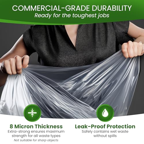 Betta 8-10 Gallon Medium Trash Bags, Clear, 1000 Count Box, (24x24-inch) Commercial Office Wastebasket Garbage Can Liners, 7-10 Gallon Round Cans, 6-8 Gallon Slim and Square Cans