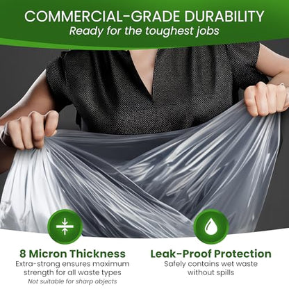 Betta 8-10 Gallon Medium Trash Bags, Clear, 1000 Count Box, (24x24-inch) Commercial Office Wastebasket Garbage Can Liners, 7-10 Gallon Round Cans, 6-8 Gallon Slim and Square Cans