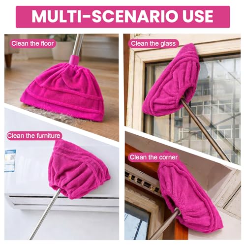 Flat Mop Pads Replacement Washable Floor Cleaning Cover Reusable Mop Head Cloth for Household Use(Pink) - color: Pink
