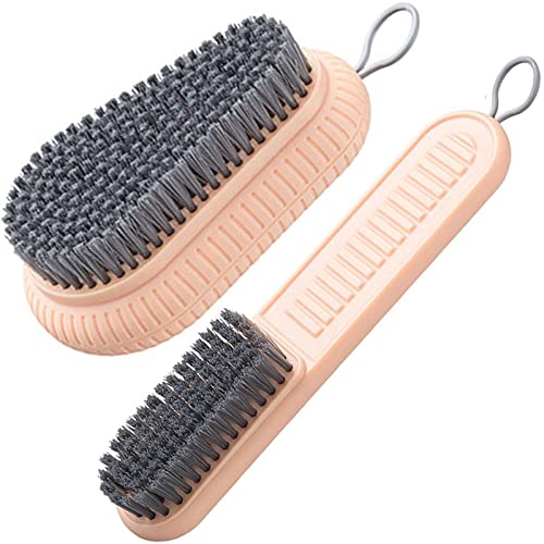 Cleaning Brush Soft Bristle Brush Laundry Scrub Brush Clothes Underwear Shoes Scrubbing Brush, Easy to Grip Household Cleaning Brushes Tool for Countertops Bathtubs (Pink) - color: Pink