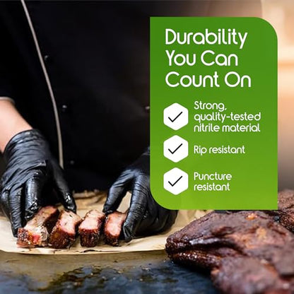 Inspire Black Nitrile Gloves HEAVY DUTY 6 Mil Nitrile Chemical Resistant Medical Cooking Cleaning Disposable Black Gloves - size: Small, style: Black 6mil Box of 100