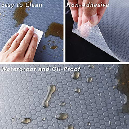 HooTown Shelf Liner Kitchen Cabinet Drawer Mats 23.6 Inch Wide x 32.8 Feet Long, Non Slip EVA Plastic Water Resistant Pad for Bathroom Drawers,Shoe Shelves, Under Sink, Clear - color: Dots Pattern Transparent, size: 23.6"W x 393.7"L