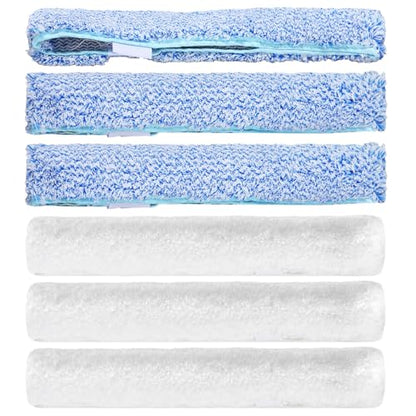 6 Pcs 14" Microfiber Window Scrubber Refill Replacement Reusable Squeegee Cleaning Cloth Sleeve Tools for Bathroom Car Window Accessory for Squeegee (Not Included) (Blue,White)