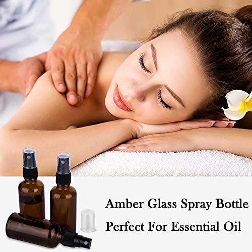 9 Pack Amber Glass Small Spray Bottles, 2oz Travel Fine Mist Empty Mini Spray Bottles for Essential Oils and Hair - color: Amber-9 Pack