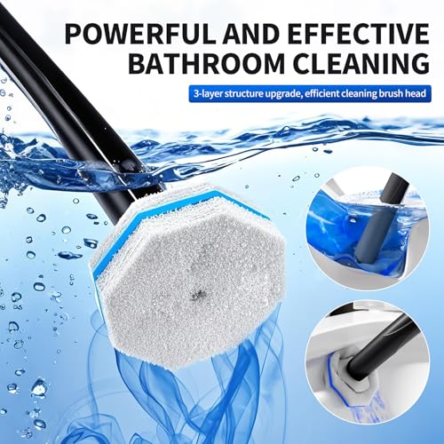 Disposable Toilet Brush - Toilet Bowl Cleaner, Toilet Cleaning Supplies, Toilet Brush with Holder, Toilet Bowl Cleaner Wands，40 Refills for Toilet Cleaning and Hygienic Bathroom Maintenance - style: Toilet brush+40 refills