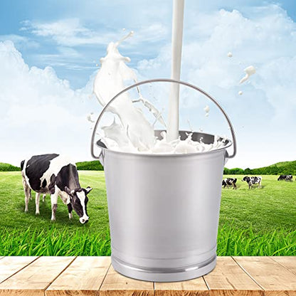 14L/14.8 Qt Large Stainless Steel Compost Bucket Milk Metal Pail with Lid & Handle, Compost Bin Kitchen Scrap Buckets Food Waste Slop Storage Container Buckets Garbage Pail, Open Lip Edge