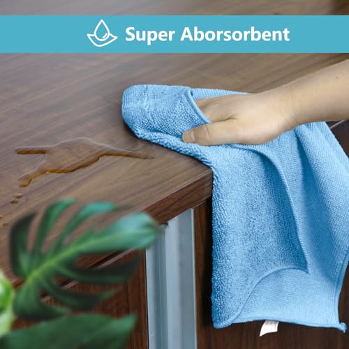 HOMEXCEL Blue Cleaning Rags 5 Pack, Highly Absorbent Microfiber Cleaning Cloth for Kitchen, Lint Free, Scratch-Free, Reusable Microfiber Towels for House, Window and Glass, Cars, 11.5 X11.5 inch - color: Blue